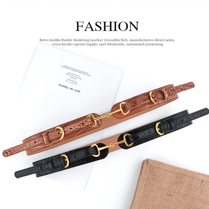 Cintura con motivo coccodrillo vintage e filetto - image 1