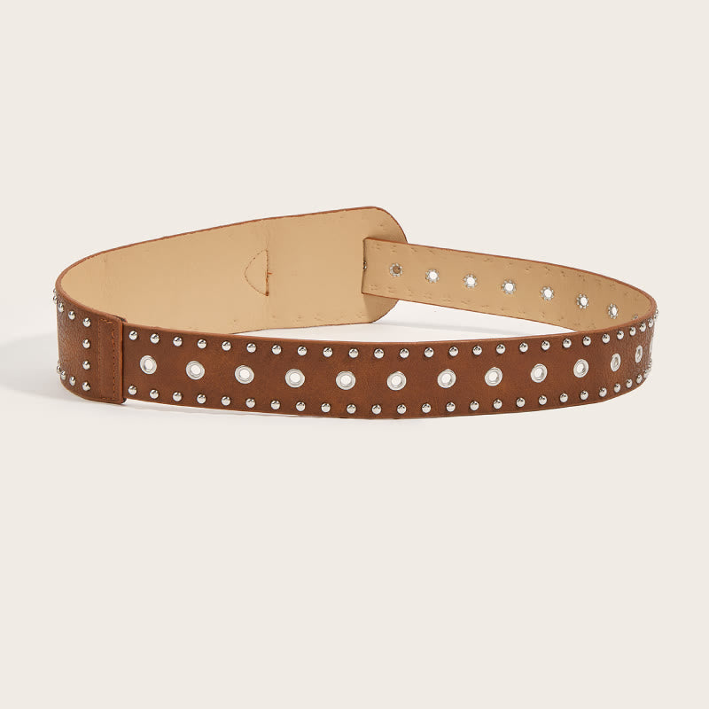 Cintura larga in pelle con rivetti e borchie in stile punk