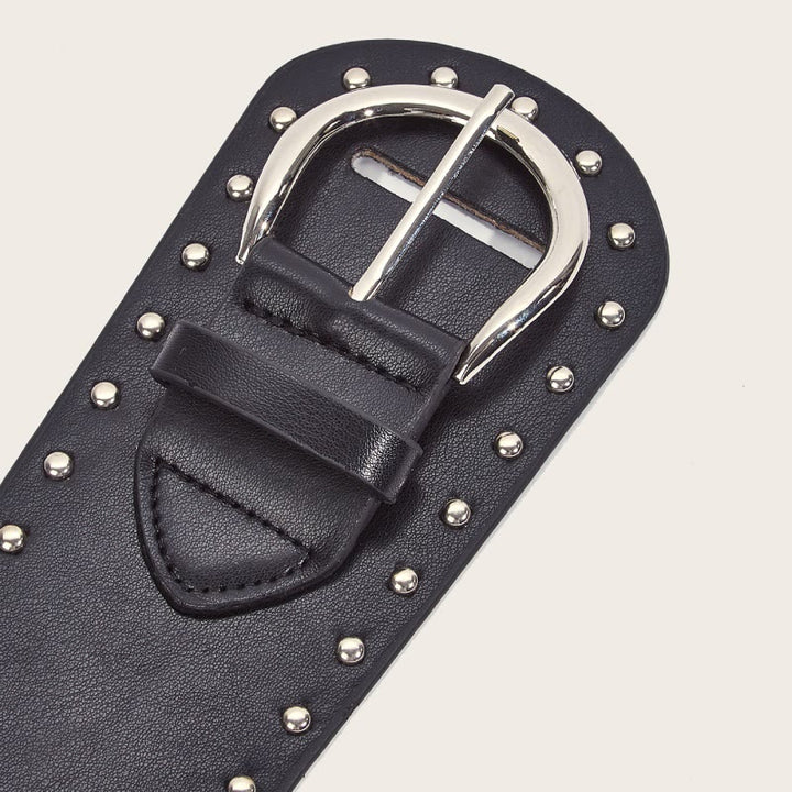 Cintura larga in pelle con rivetti e borchie in stile punk