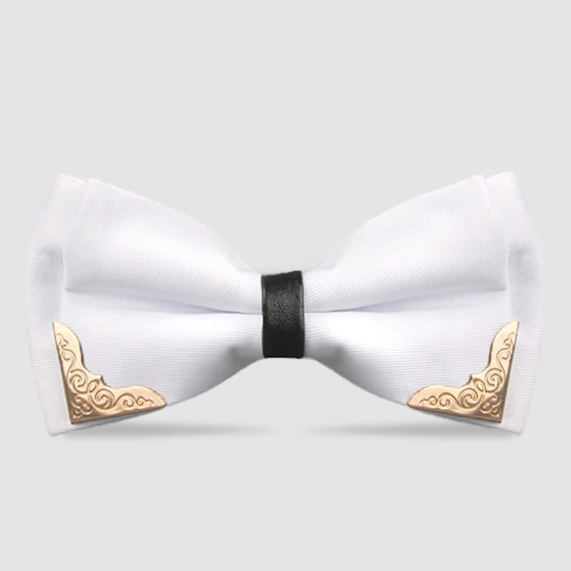 Papillon classico da uomo in metallo dorato - Bianco - image 4