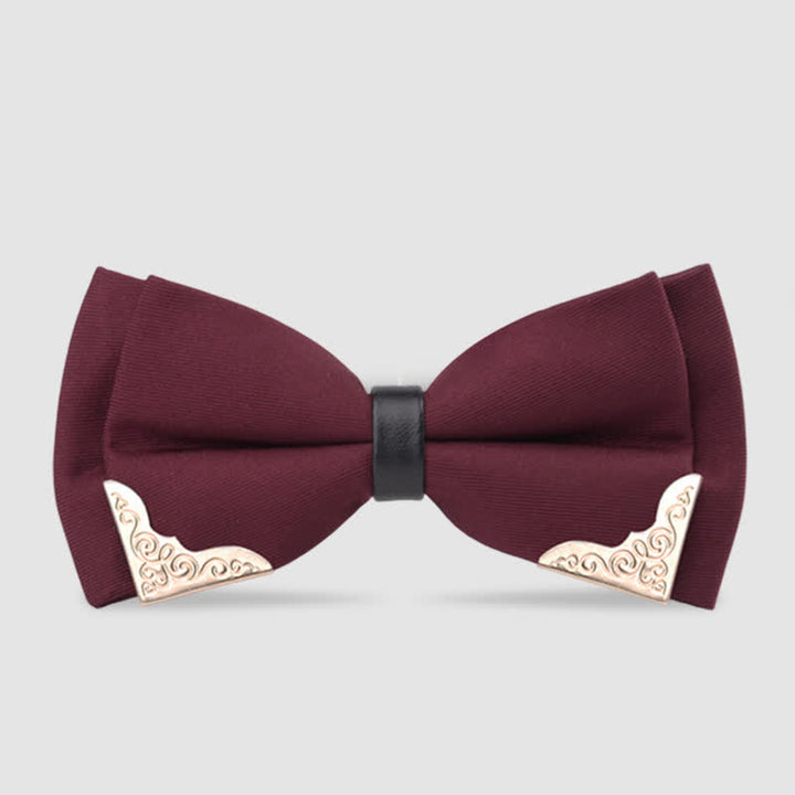 Papillon classico da uomo in metallo dorato - Magenta scuro - image 9
