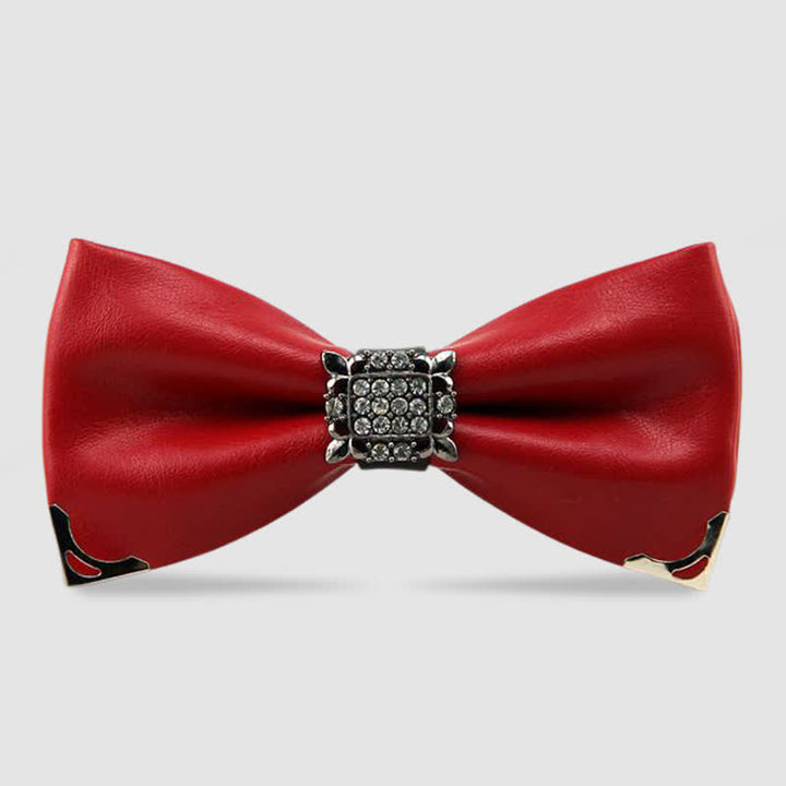 Papillon in pelle con strass di cristallo da uomo - Rosso - image 6