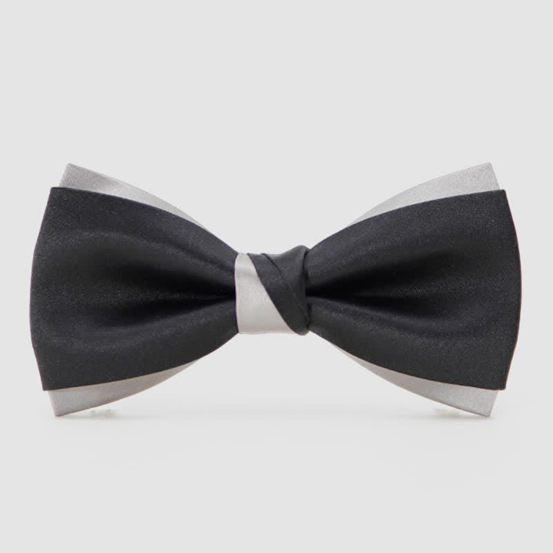 Papillon moderno da uomo a doppio strato nero e argento - Nero - image 0