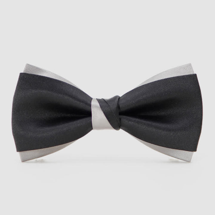 Papillon moderno da uomo a doppio strato nero e argento - Nero - image 0
