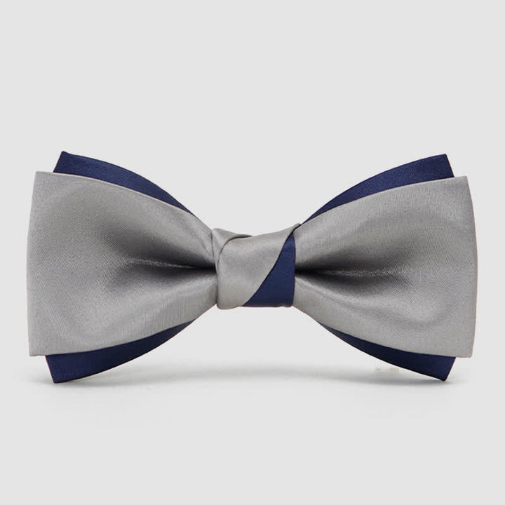 Papillon da uomo a doppio strato blu navy e argento Noble