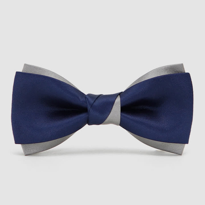 Papillon da uomo a doppio strato blu navy e argento Noble