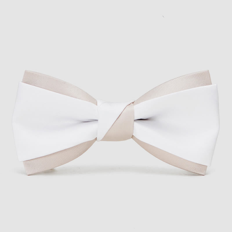 Papillon doppio strato rosa e bianco delicato da uomo - Bianco - image 4