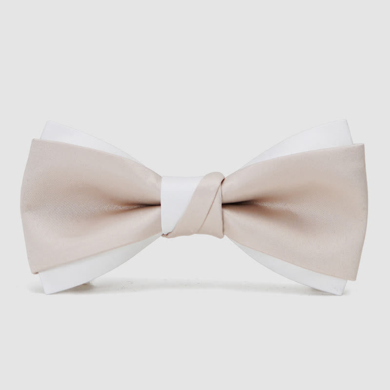 Papillon doppio strato rosa e bianco delicato da uomo - Rosa - image 0