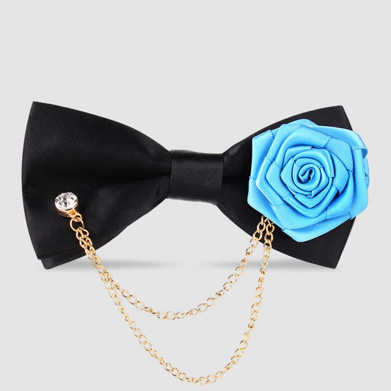 Papillon elegante da uomo con decorazione a catena dorata e rosa - Azzurro cielo - image 13