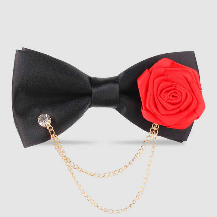 Papillon elegante da uomo con decorazione a catena dorata e rosa - Rosso - image 9