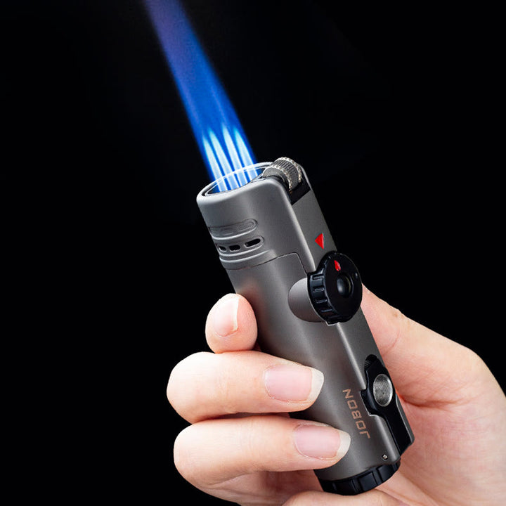 Accendino a quattro fiamme con perforatore per sigari, accendino a quattro fuochi