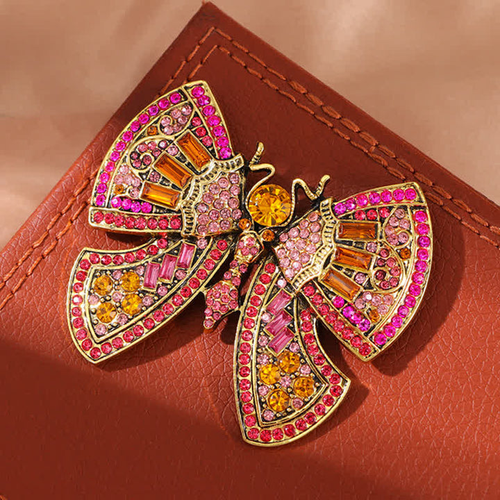 Spilla da donna con decorazione a farfalla e cristalli di strass