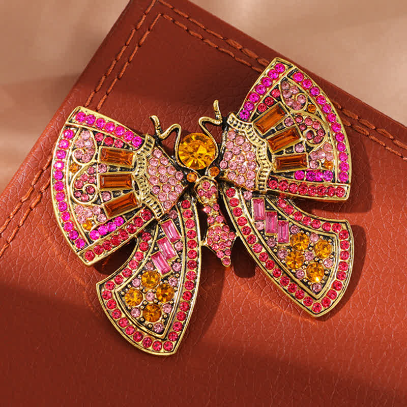 Spilla da donna con decorazione a farfalla e cristalli di strass