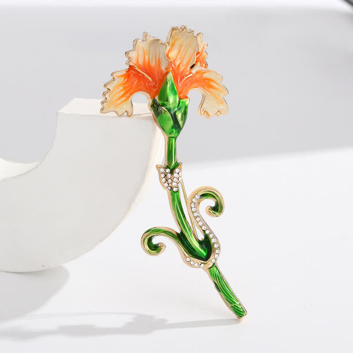 Spilla a forma di garofano smaltato da donna