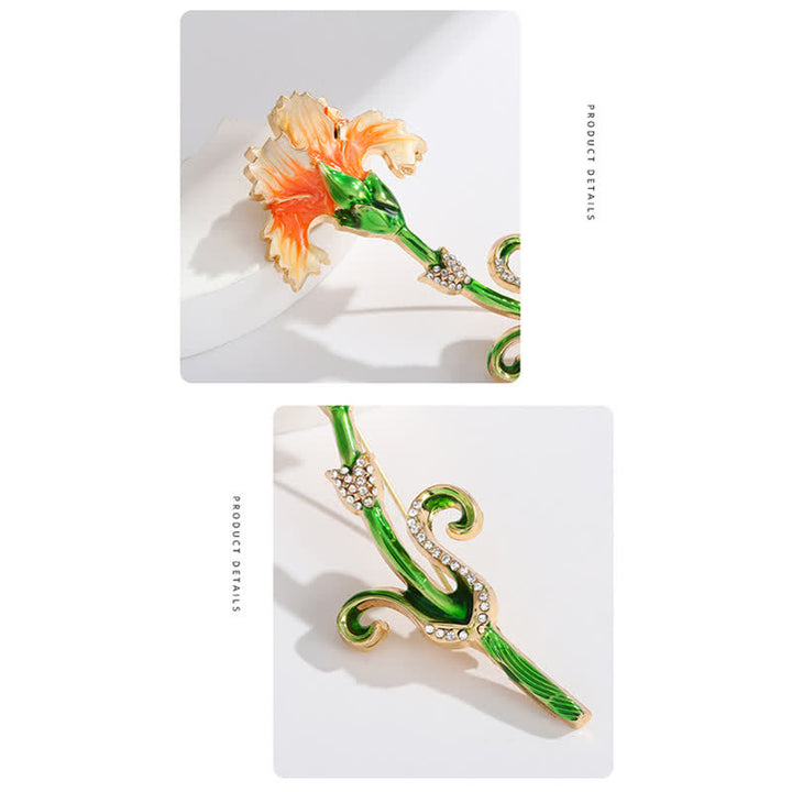 Spilla a forma di garofano smaltato da donna