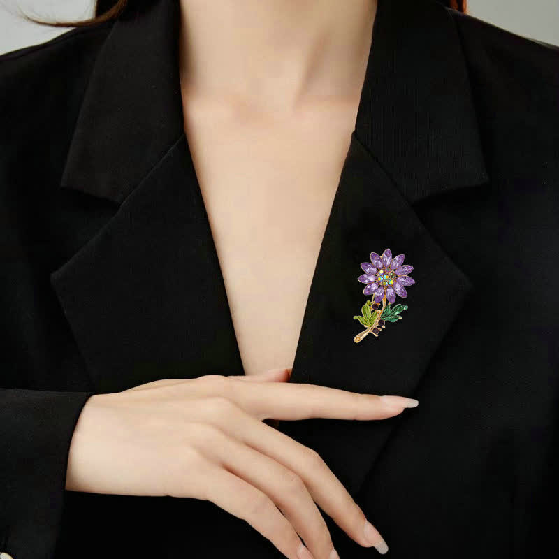 Gioco da donna con strass di cristallo e girasole viola