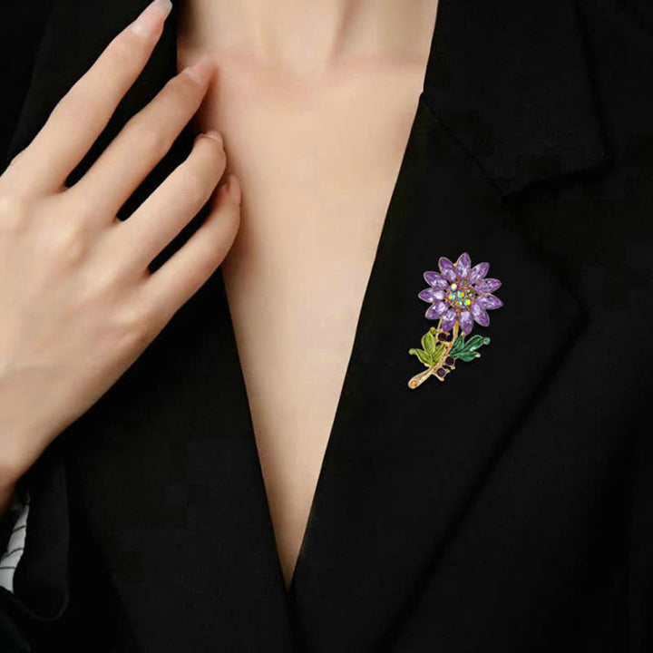 Gioco da donna con strass di cristallo e girasole viola