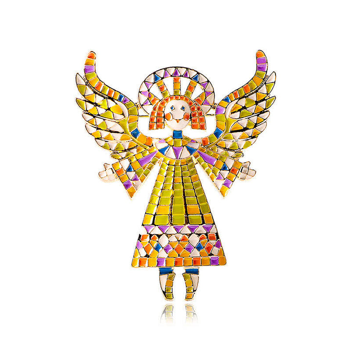 Spilla da donna a forma di angelo in smalto colorato e grazioso - image 3