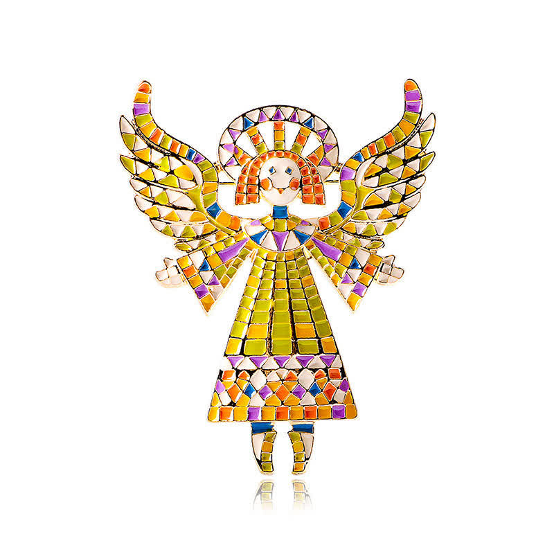 Spilla da donna a forma di angelo in smalto colorato e grazioso - image 3