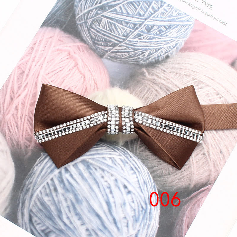 Papillon regolabile in raso di seta con diamanti glitterati - Stile n. 6 - image 8