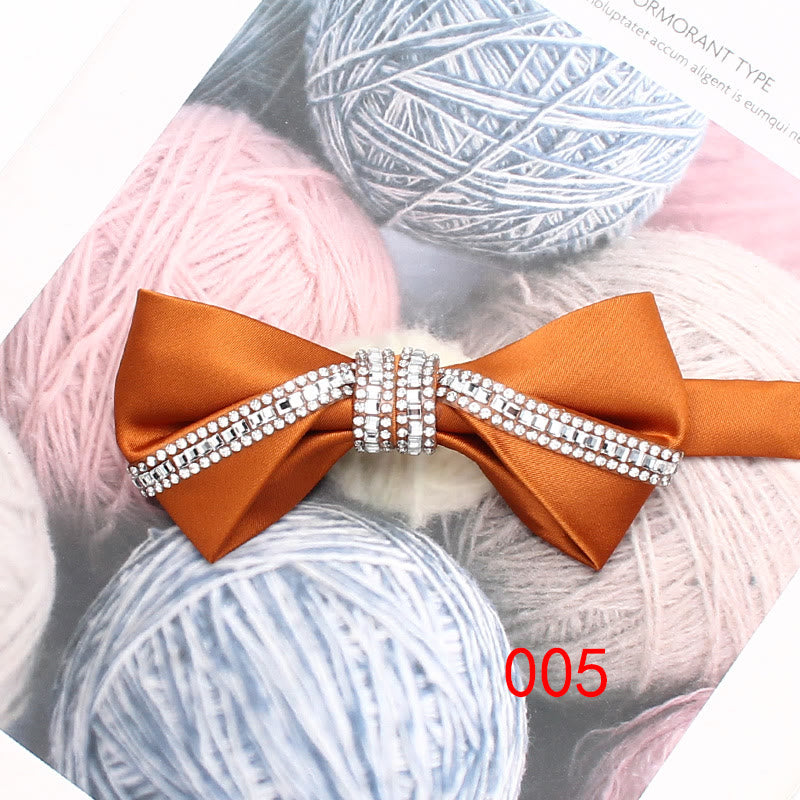 Papillon regolabile in raso di seta con diamanti glitterati - Stile n. 5 - image 7
