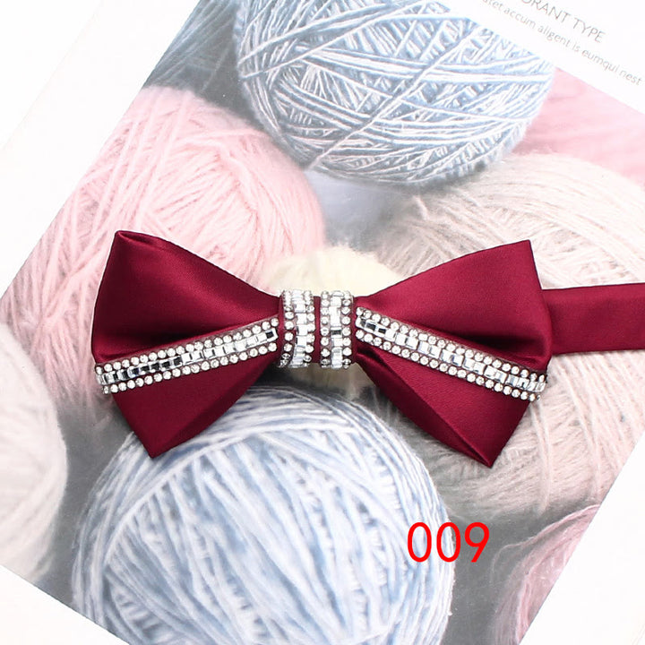 Papillon regolabile in raso di seta con diamanti glitterati - Stile n. 9 - image 11