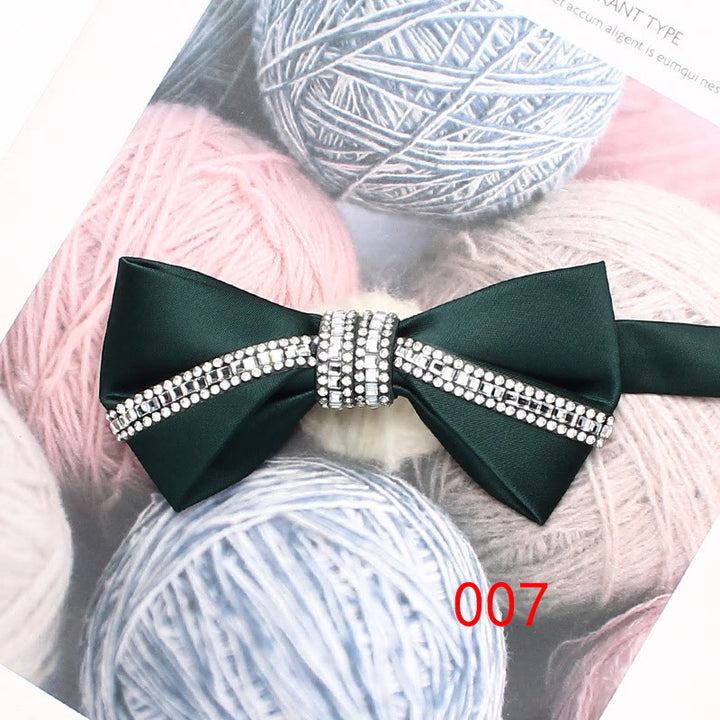 Papillon regolabile in raso di seta con diamanti glitterati - Stile n. 7 - image 9