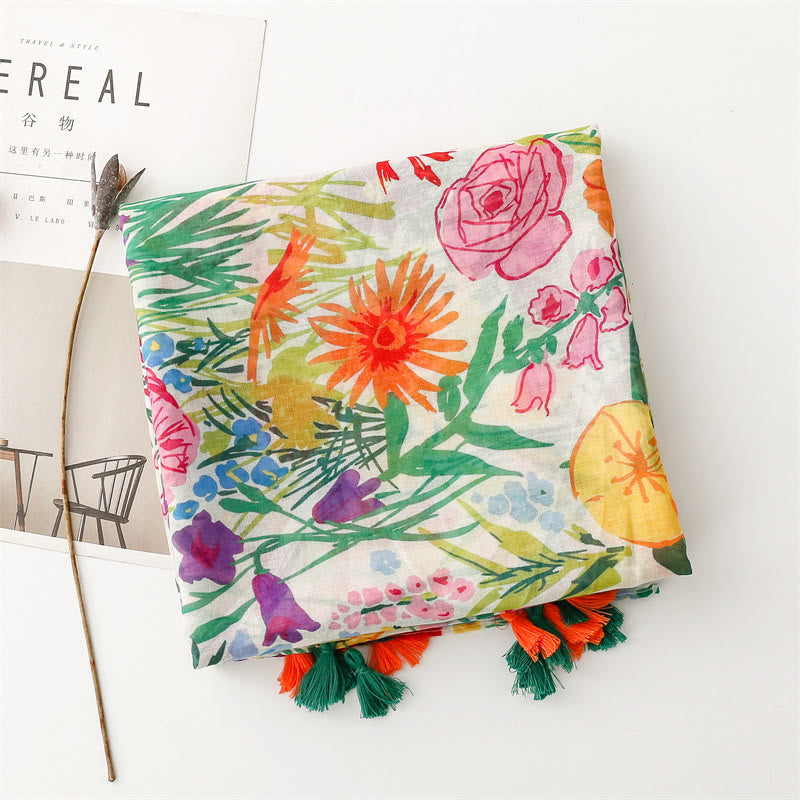 Sciarpa sottile leggera con stampa floreale colorata da donna