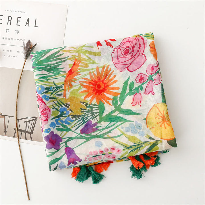 Sciarpa sottile leggera con stampa floreale colorata da donna - image 5