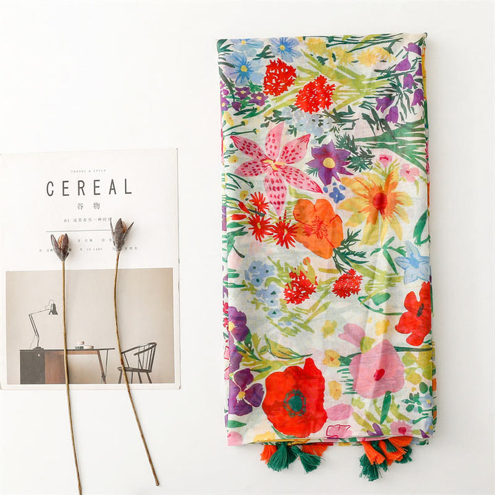 Sciarpa sottile leggera con stampa floreale colorata da donna