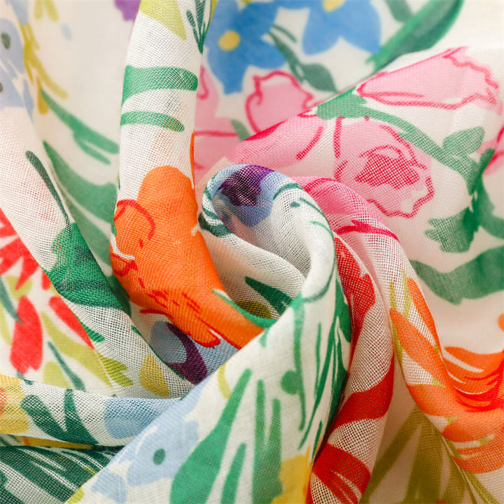 Sciarpa sottile leggera con stampa floreale colorata da donna