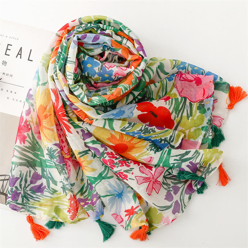 Sciarpa sottile leggera con stampa floreale colorata da donna
