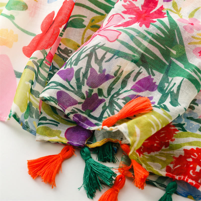 Sciarpa sottile leggera con stampa floreale colorata da donna