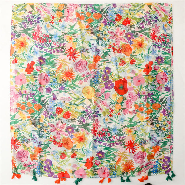Sciarpa sottile leggera con stampa floreale colorata da donna
