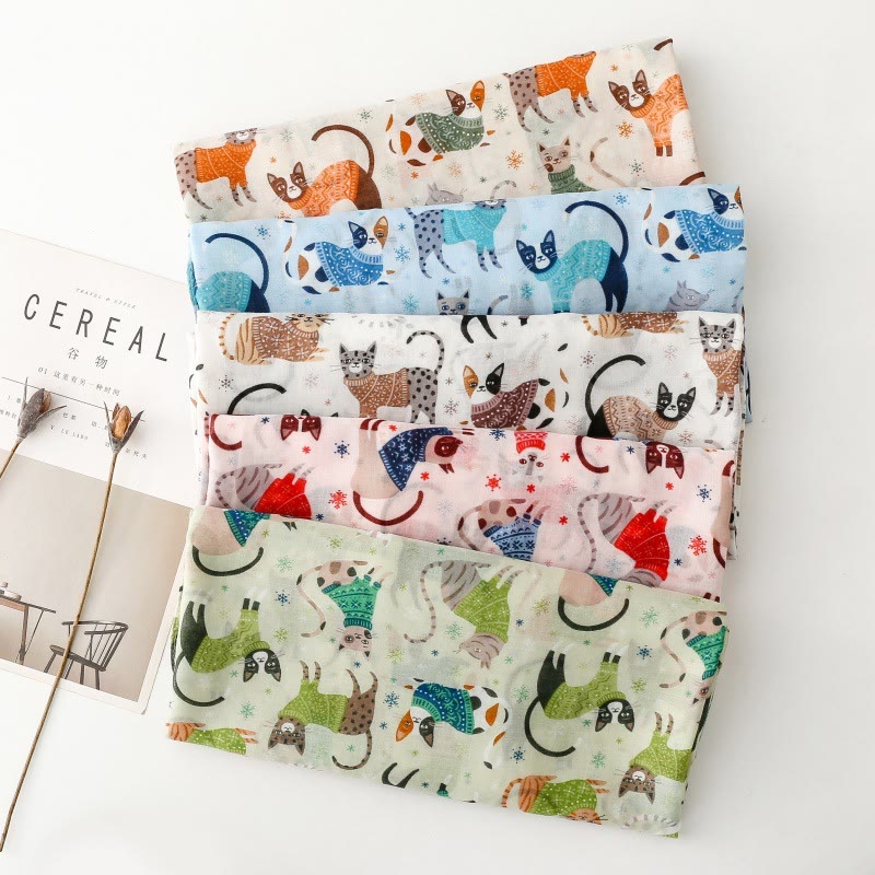 Sciarpa sottile e leggera con stampa di gattini da donna - image 1