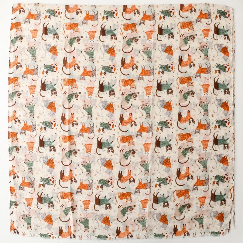 Sciarpa sottile e leggera con stampa di gattini da donna - image 4