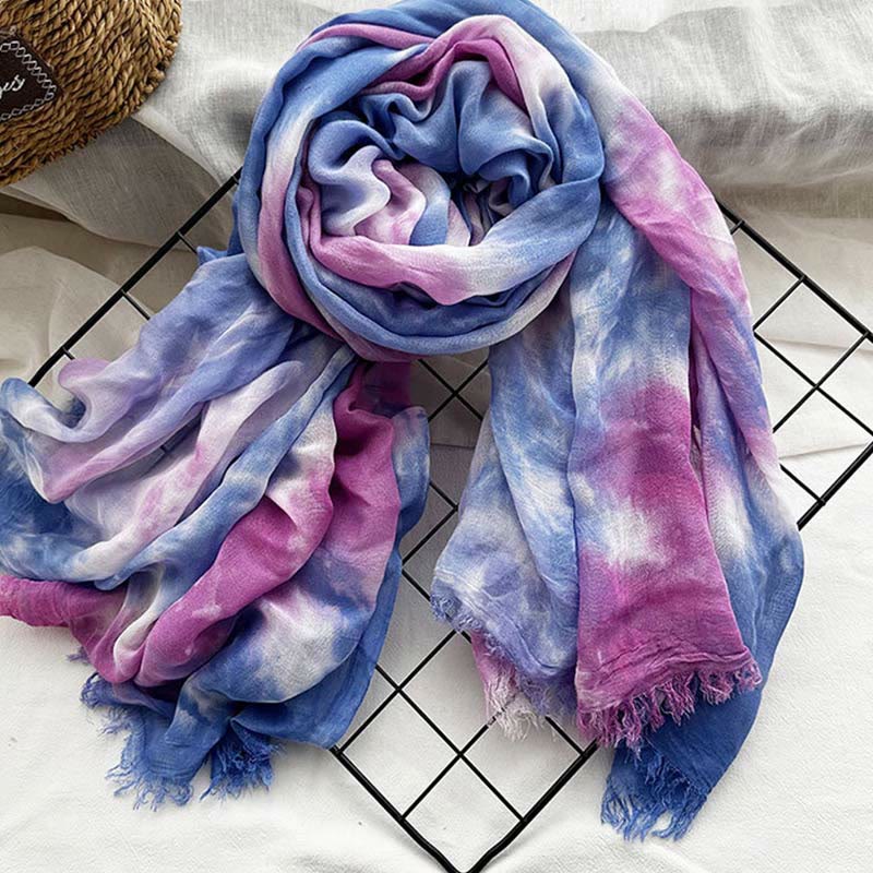 Sciarpa sottile e leggera con stampa artistica tie-dye da donna
