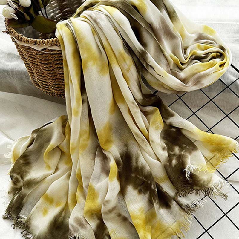 Sciarpa sottile e leggera con stampa artistica tie-dye da donna