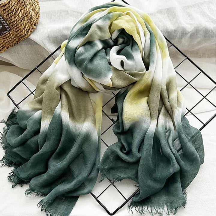 Sciarpa sottile e leggera con stampa artistica tie-dye da donna