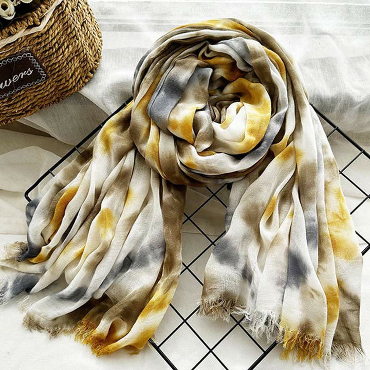 Sciarpa sottile e leggera con stampa artistica tie-dye da donna
