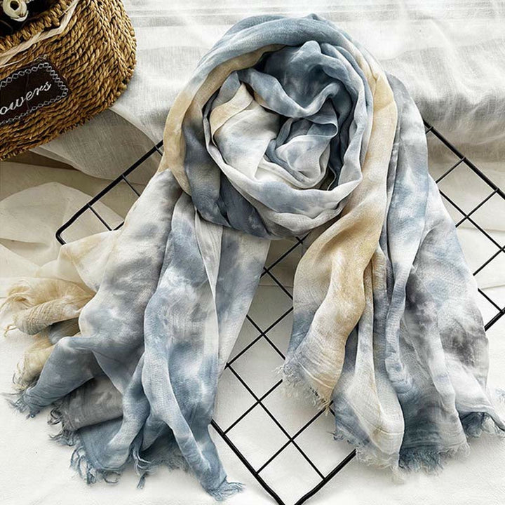 Sciarpa sottile e leggera con stampa artistica tie-dye da donna
