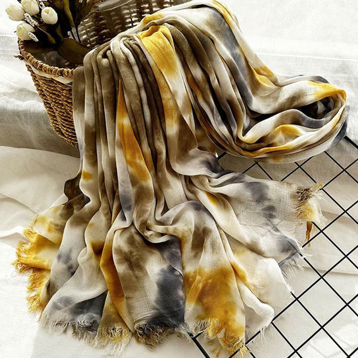 Sciarpa sottile e leggera con stampa artistica tie-dye da donna