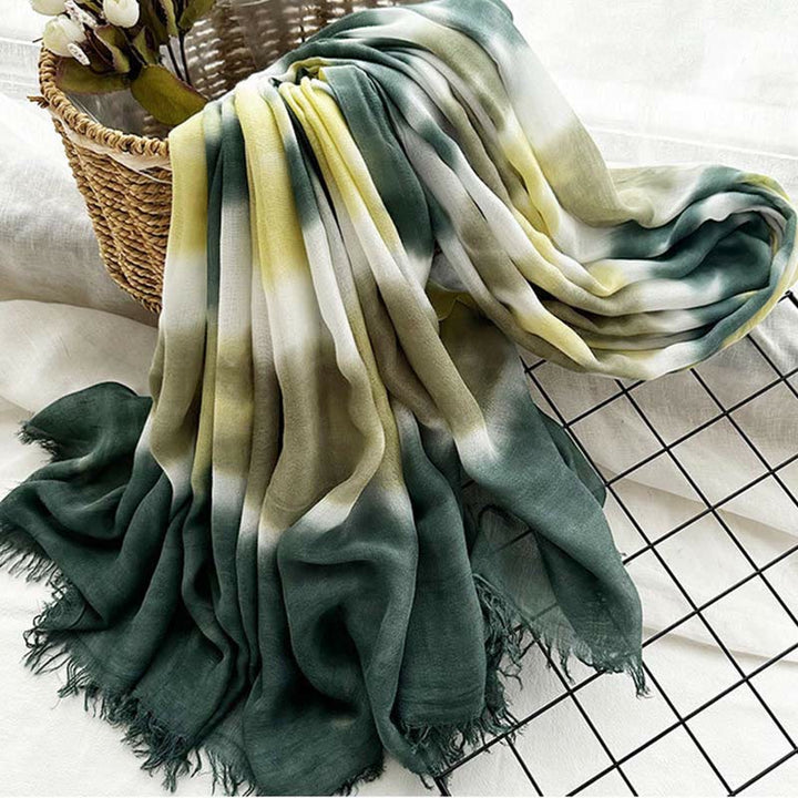 Sciarpa sottile e leggera con stampa artistica tie-dye da donna