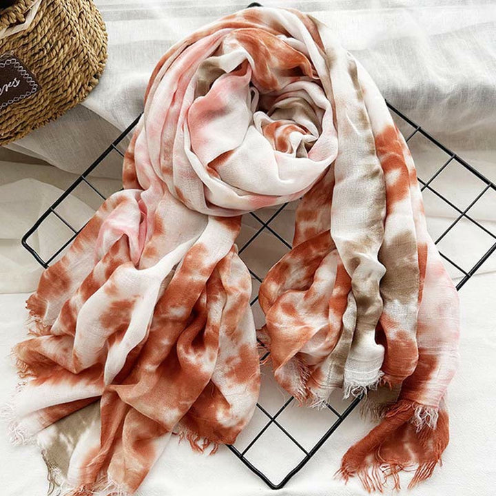 Sciarpa sottile e leggera con stampa artistica tie-dye da donna