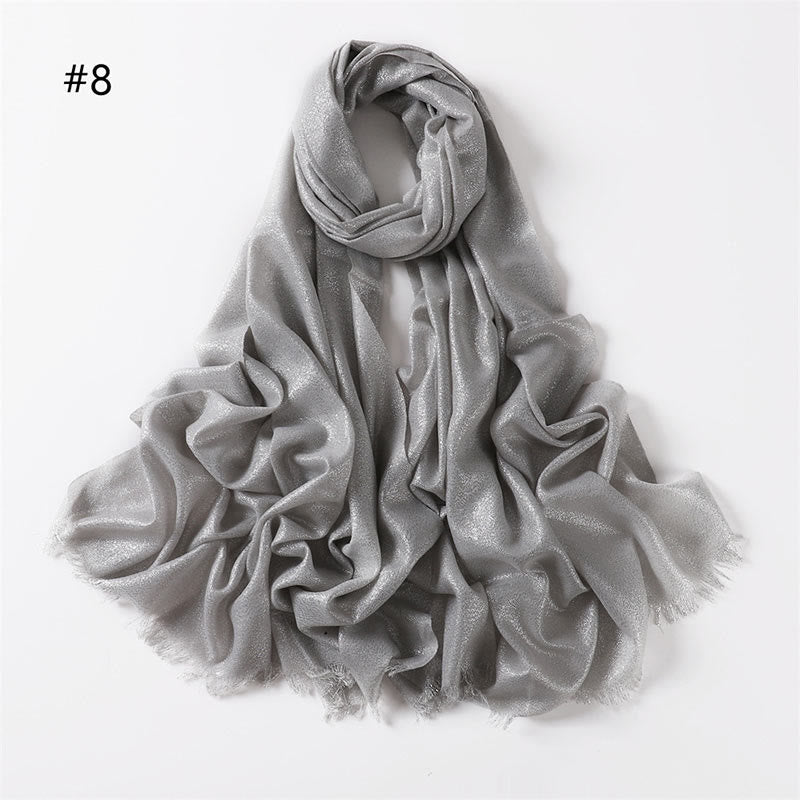Sciarpa sottile leggera con glitter dorati da donna - Grigio argento - image 15
