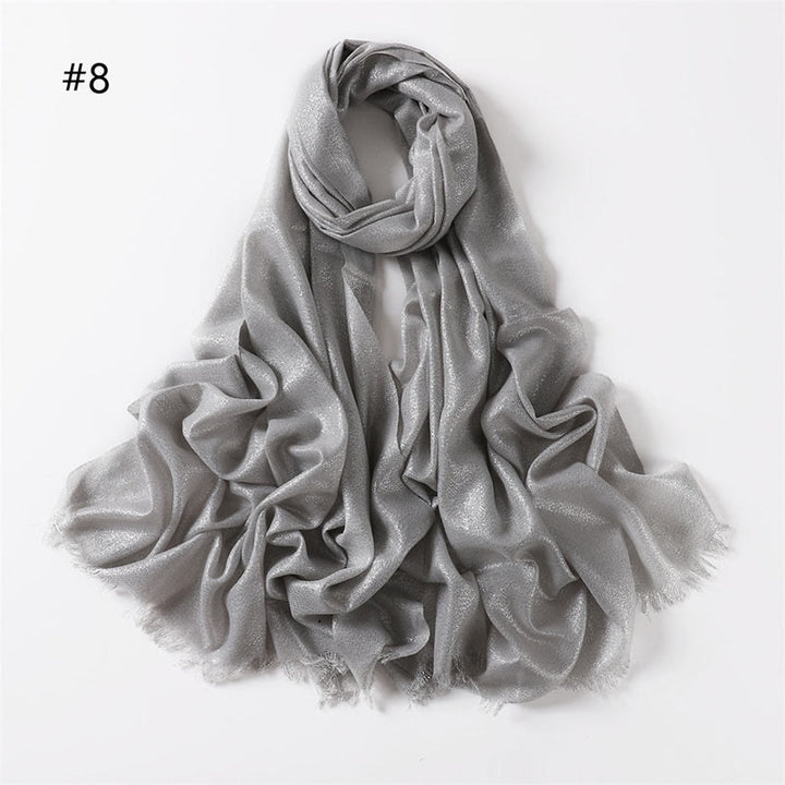Sciarpa sottile leggera con glitter dorati da donna - Grigio argento - image 15