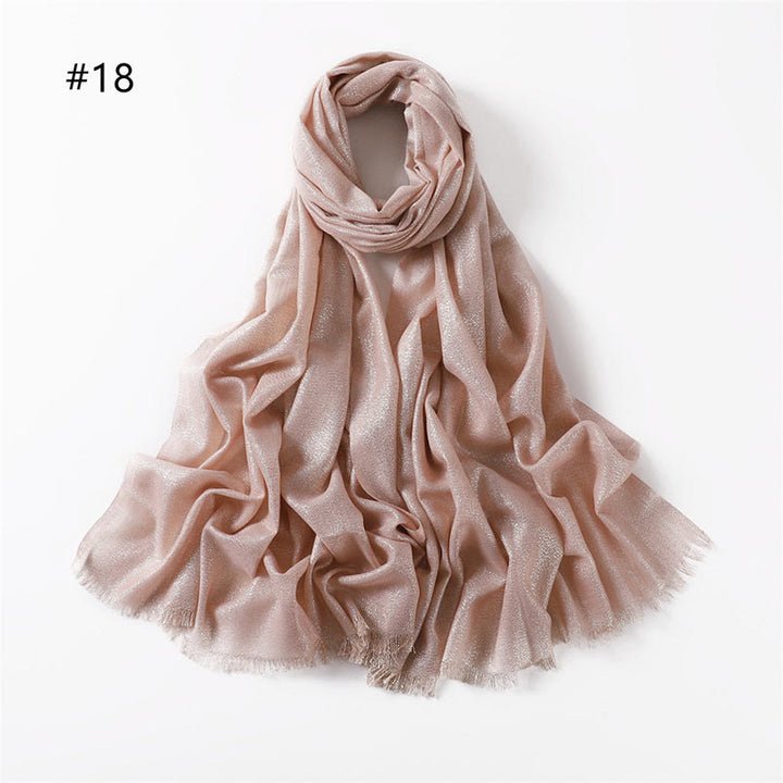 Sciarpa sottile leggera con glitter dorati da donna - Rosa tenue - image 25