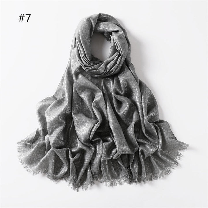 Sciarpa sottile leggera con glitter dorati da donna - Grigio medio - image 14