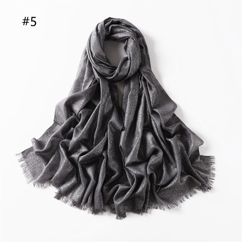 Sciarpa sottile leggera con glitter dorati da donna - Grigio scuro - image 12