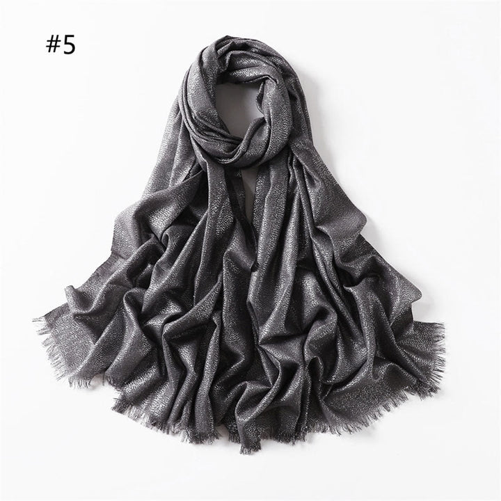 Sciarpa sottile leggera con glitter dorati da donna - Grigio scuro - image 12